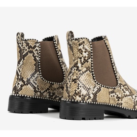 Botines beige con estampado de piel de serpiente Aynna 3