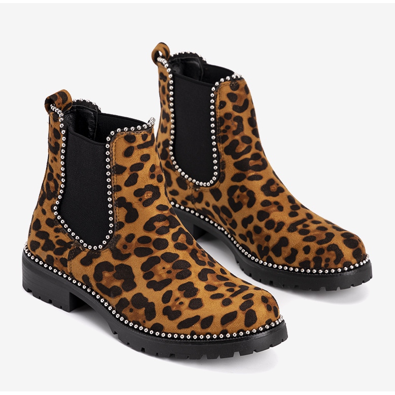 Botas marrones con estampado de leopardo Patty marrón negro 1
