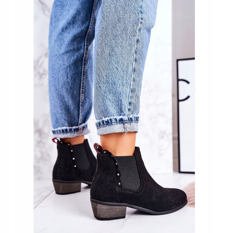 J. Star Botas Chelsea clásicas para mujer Botas Walker negras de gamuza negro 4