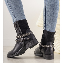 Botas negras con diadema de Elffie con tachuelas negro 1