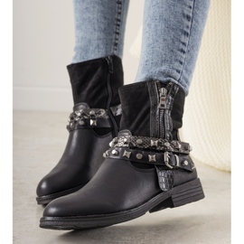 Botas negras con diadema de Elffie con tachuelas negro 2