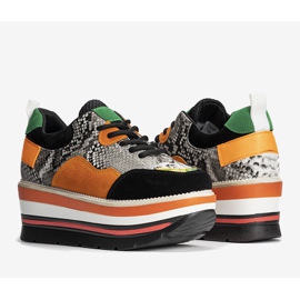 Zapatillas negras con suela alta negro naranja gris 1