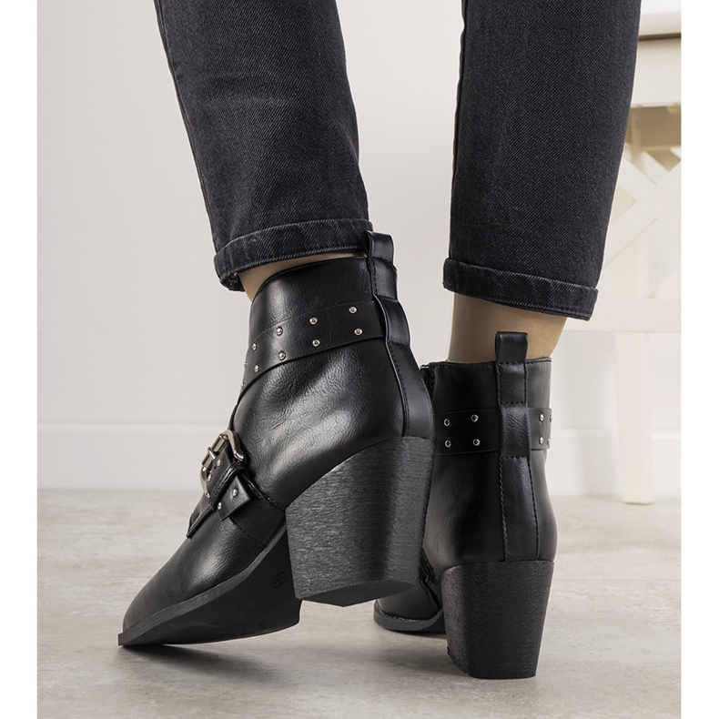 Botas negras de Jodhpur con hebilla y tachuelas Rubio negro 1 Botas negras de Jodhpur con hebilla y tachuelas Rubio negro 1