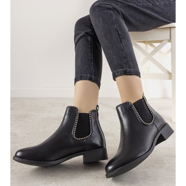 Botines negros clásicos con banda elástica y tachuelas de merino 1