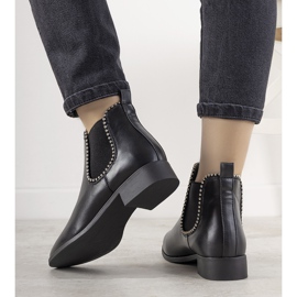 Botines negros clásicos con banda elástica y tachuelas de merino 2