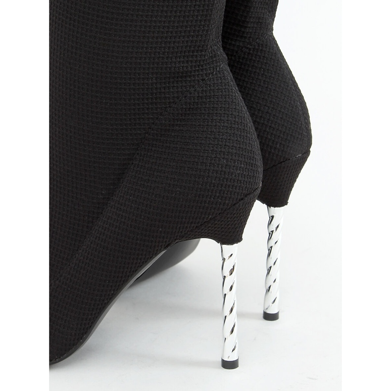 Botas negras por encima de la rodilla con calcetín de tacón alto TM032 Negro 1