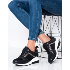 Sweet Shoes Zapatillas de cuña con malla negro 2