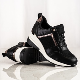 Sweet Shoes Zapatillas de cuña con malla negro 3