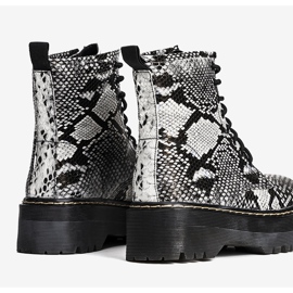 Botas negras con estampado de piel de serpiente Deross blanco negro 2