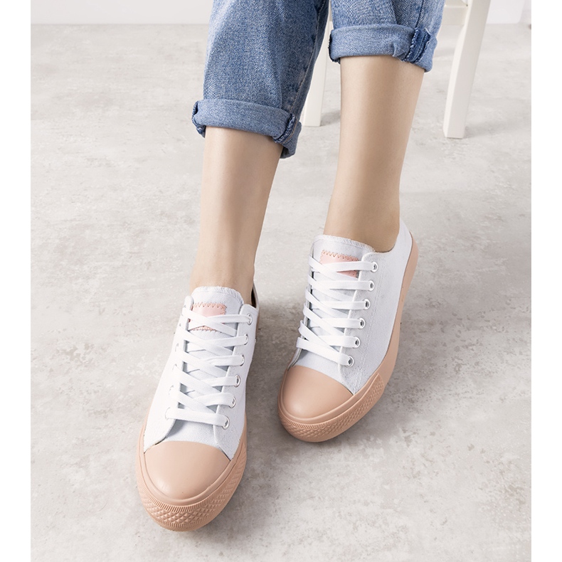 Zapatillas de mujer senor blancas y rosas blanco 1