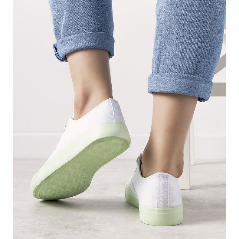 Zapatillas de mujer senor blancas y verdes blanco 1