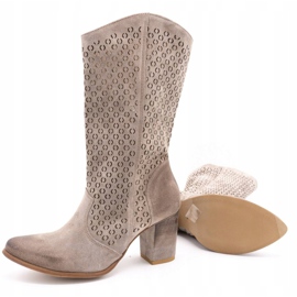 Exousite Botas mujer piel calada tacones altos 1224 gris 4 Exousite Botas mujer piel calada tacones altos 1224 gris 4