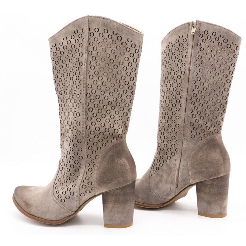 Exousite Botas mujer piel calada tacones altos 1224 gris 5 Exousite Botas mujer piel calada tacones altos 1224 gris 5