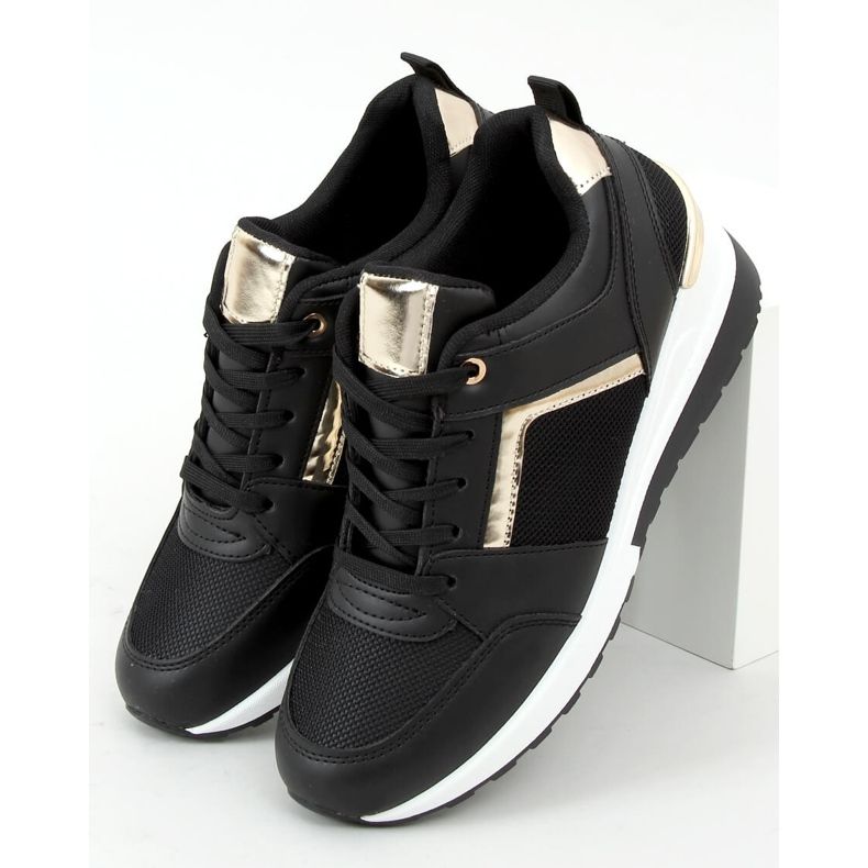 Negro AD-349 Zapatilla deportiva cuña negra 1