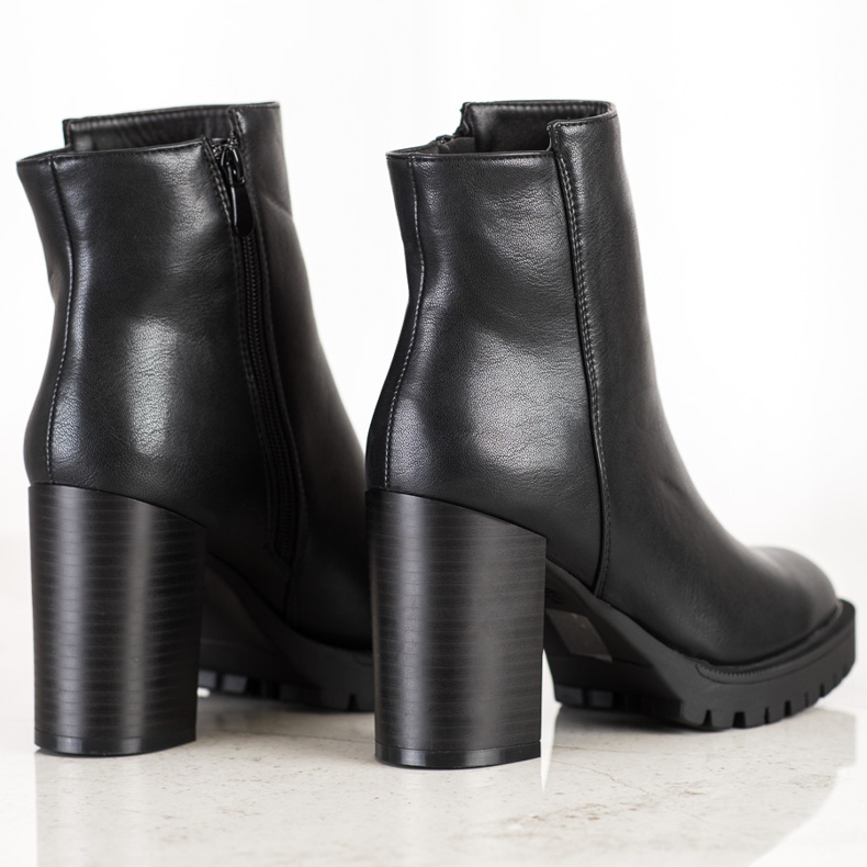 Lovery Botas clásicas de cuero ecológico negro 1