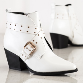 Lucky Shoes Botas de rock en el poste blanco 2