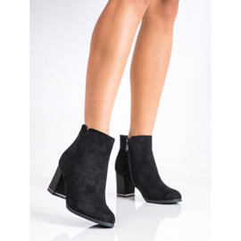 Janessa Botines de ante con tacón de felpa negro 3