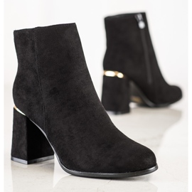 SHELOVET Botas de ante de tacón alto negro 4