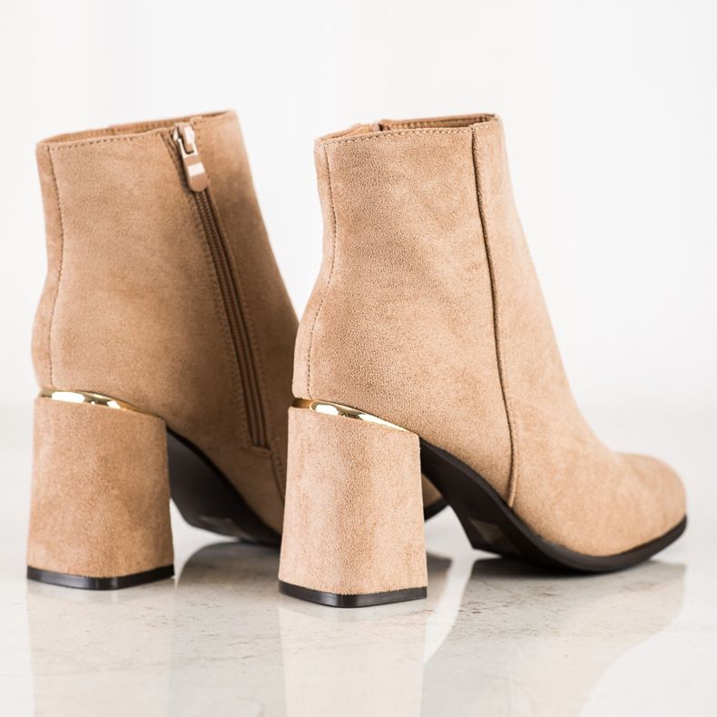 SHELOVET Botas de ante de tacón alto beige 1