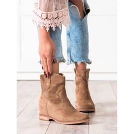 SHELOVET Botas de vaquero en una cuña marrón 4