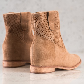 SHELOVET Botas de vaquero en una cuña marrón 2