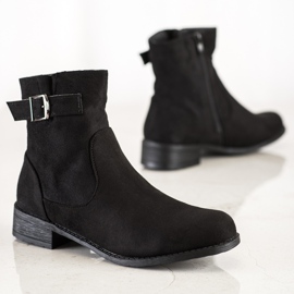 SHELOVET Botines casuales de gamuza negro 1