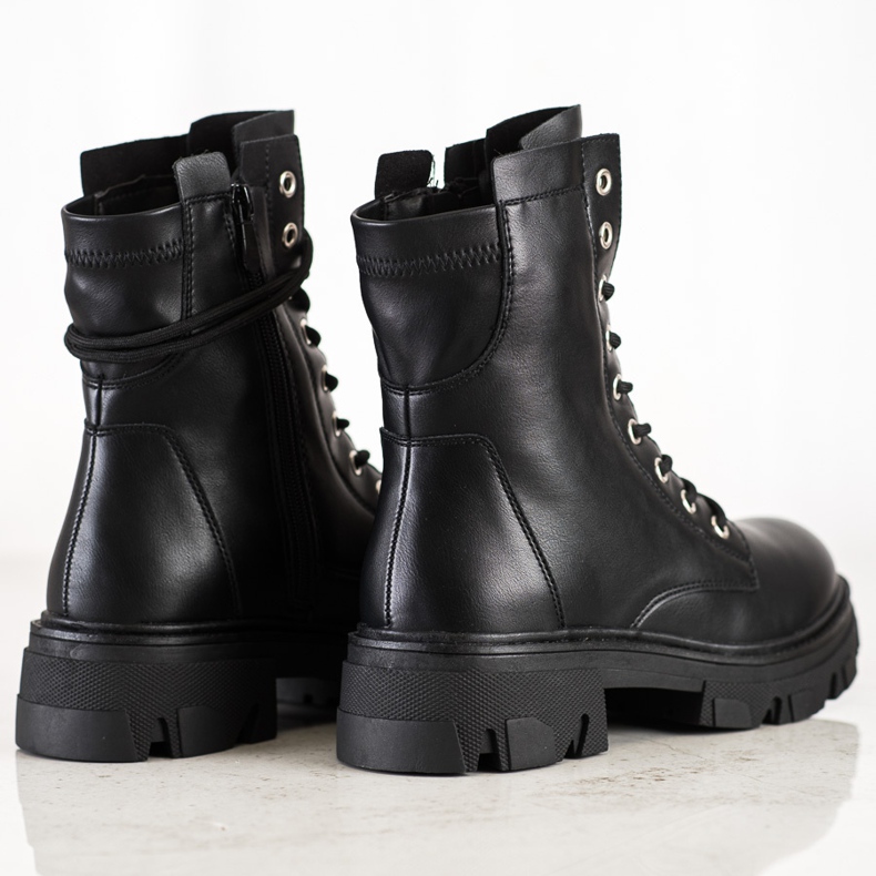 Bestelle Trabajadores con cordones con cuero ecológico negro 1