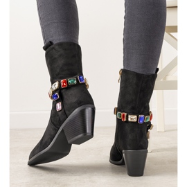 Bota cowboy negra con piedras Mabella de colores negro 1