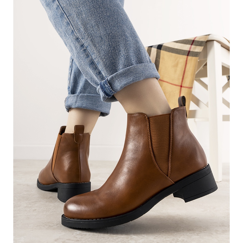 Botines planos de mujer guliet camel marrón 1