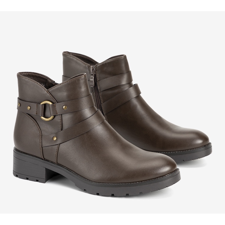 Botines planos lisos con rayas marrones de Danisa marrón 1