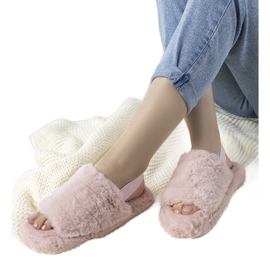 Zapatillas de mujer rosa con goma elástica y pelo Fierro rosado 1 Zapatillas de mujer rosa con goma elástica y pelo Fierro rosado 1