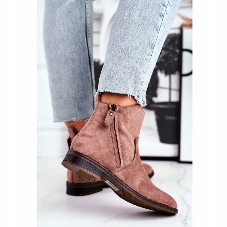 Evento Botas Jodhpur, cremalleras beige de ante marrón 2