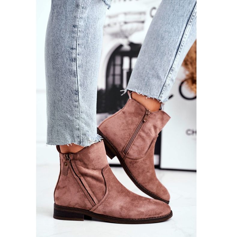 Evento Botas Jodhpur, cremalleras beige de ante marrón 1