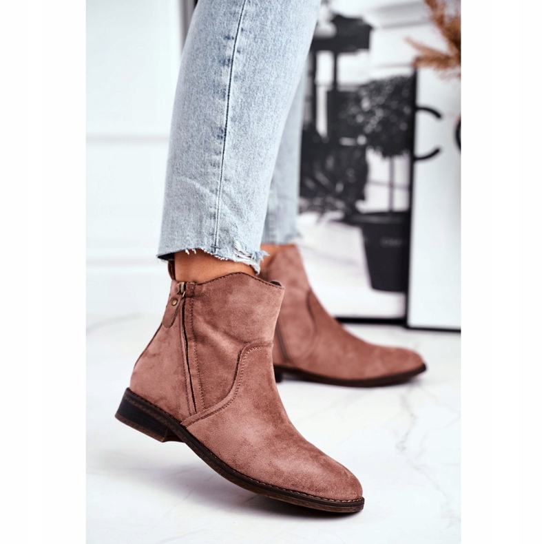 Evento Botas Jodhpur, cremalleras beige de ante marrón 4