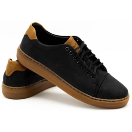 Polbut Zapato piel hombre 2109 negro con marron marrón 4