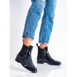 SHELOVET Botas de agua cortas brillantes azul marino 1