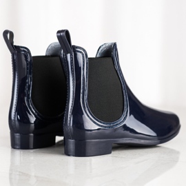 SHELOVET Botas de agua cortas brillantes azul marino 2