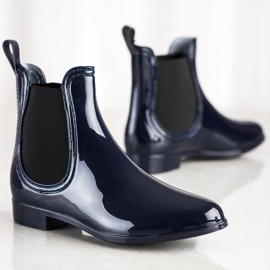 SHELOVET Botas de agua cortas brillantes azul marino 3