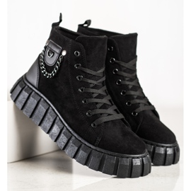 Seastar Zapatillas de ante con cadena negro 3