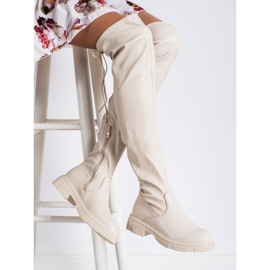 Seastar Botas beige de moda con cuero ecológico 2