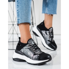 SHELOVET Zapatillas slip-on con estampado de serpiente negro 3