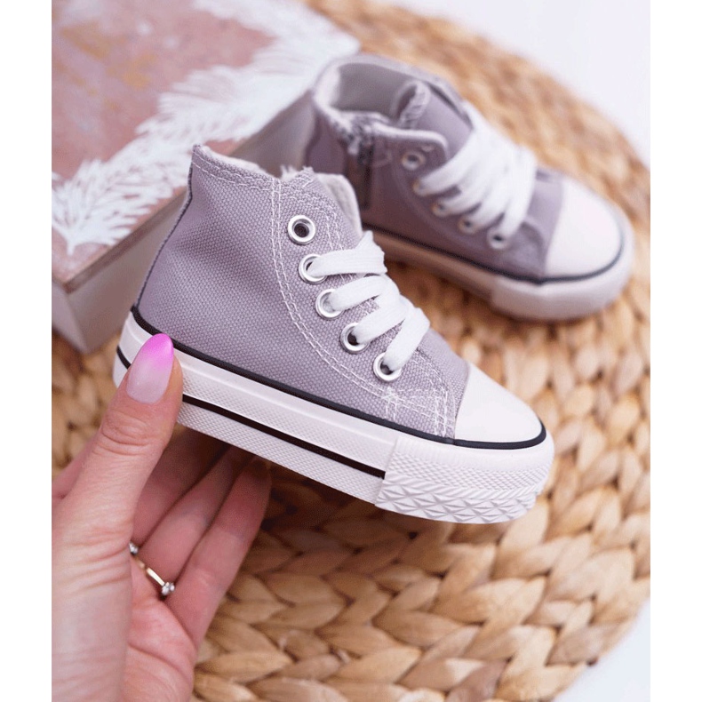 FRROCK Zapatillas Clásicas Infantiles Altas Con Cremallera Gris Filemon 2