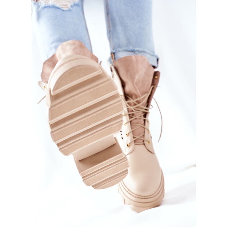 PA2 Botas de cuero calado para mujer Beige Small Hootie 1