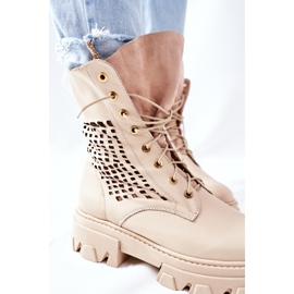 PA2 Botas de cuero calado para mujer Beige Small Hootie 8