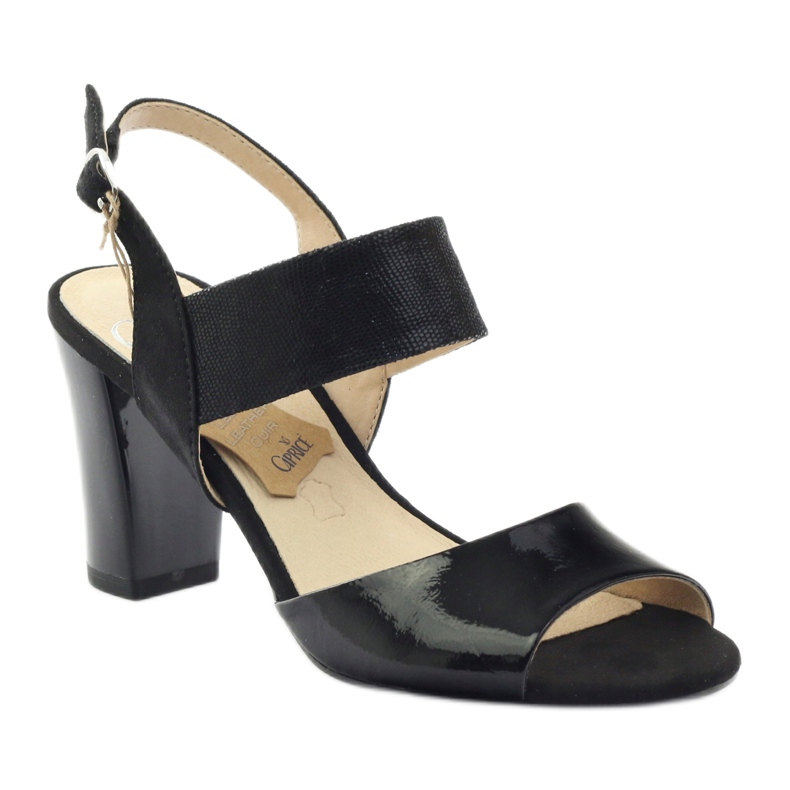 Sandalias Caprice charol zapatos mujer 28307 negro 1