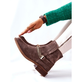 Botas de piel para mujer Nicole Brown Dome marrón 5
