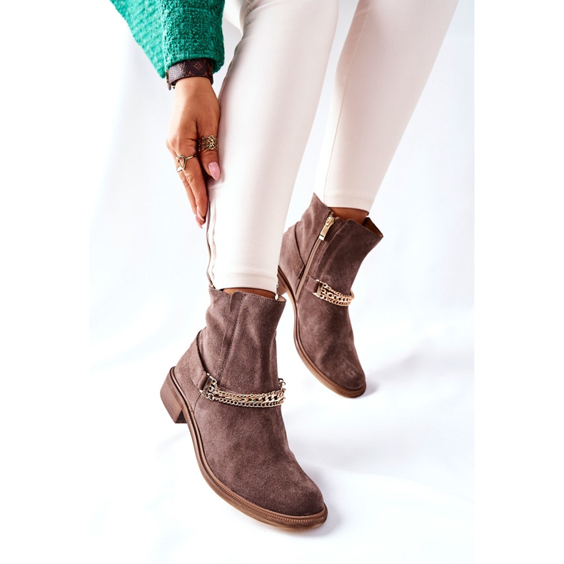 Botas de piel para mujer Nicole Brown Dome marrón 2