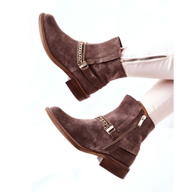 Botas de piel para mujer Nicole Brown Dome marrón 3