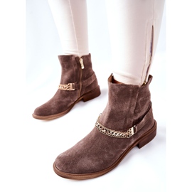 Botas de piel para mujer Nicole Brown Dome marrón 4