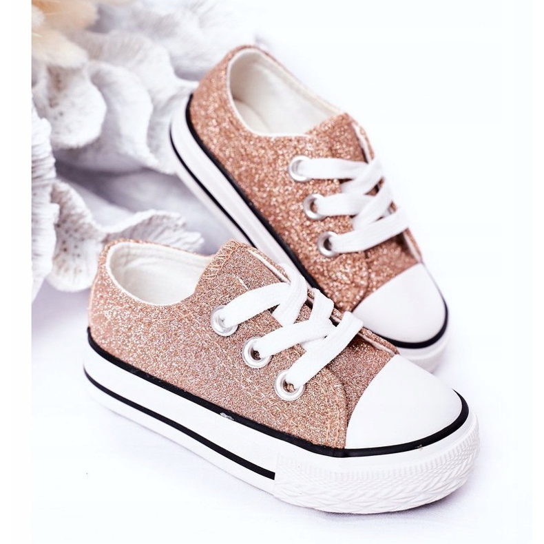 Zapatillas de niños con purpurina rosa dorada Bling-Bling dorado 2